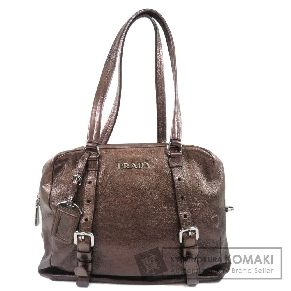 Prada leather tote bag bronze Brown
